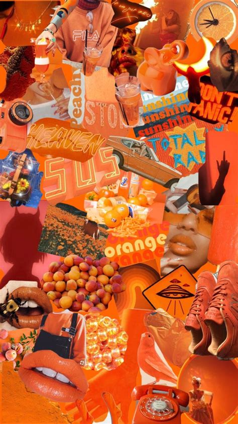 a collage of orange images and pictures