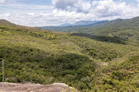 Typical rock formation and sloping landscape in Minas Gerais in Brazil ...