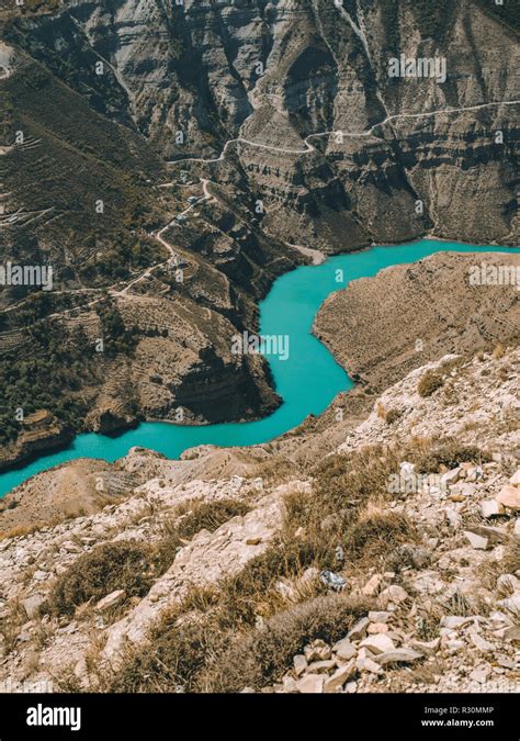 Sulak river of the Sulak Canyon in Dagestan mountains of Russia. Awesome looking blue/green ...