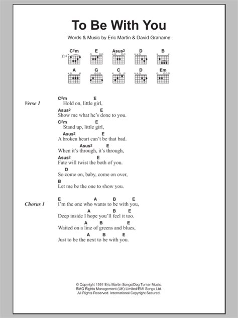 To Be With You by Mr. Big Sheet Music for Guitar Chords/Lyrics at Sheet Music Direct