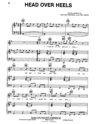 Head Over Heels - Tears For Fears Free Piano Sheet Music PDF