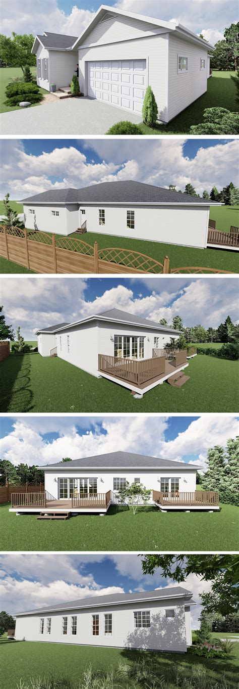 Ranch House Plans, Bungalow With Garage, PDF Download - Etsy