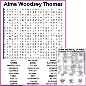 Alma Woodley Thomas Word Search by Jennifer Olson Educational Resources