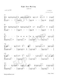 Right Here Waiting- Free Piano Sheet Music & Piano Chords