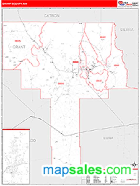 Grant County, NM Wall Map Red Line Style by MarketMAPS