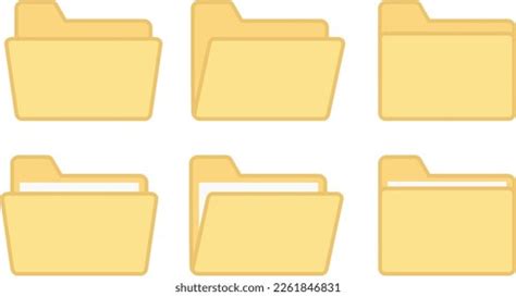 Yellow Folder Icon Vector Set Outline Stock Vector (Royalty Free ...