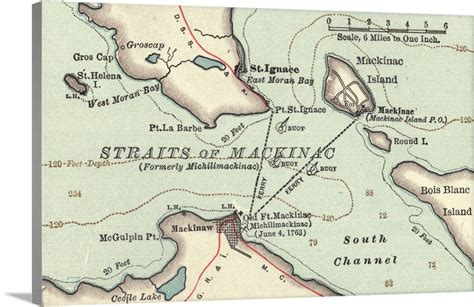 Straits of Mackinac - Vintage Map | Great Big Canvas