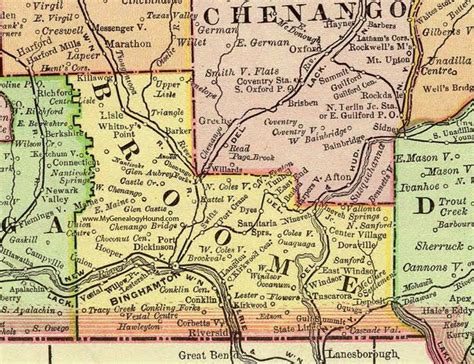 Broome County, New York, 1897, Map, Rand McNally, Binghamton, Port Dickinson, Chenango Bridge ...