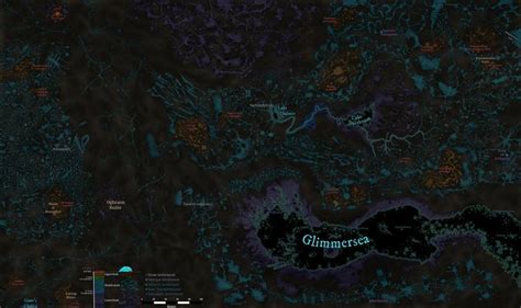 the map for glimnered is shown in black and blue colors, with an area that appears to be filled ...