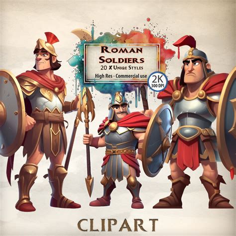 Roman Soldier Clipart Stylized Themed Army Illustrations Ancient Rome ...