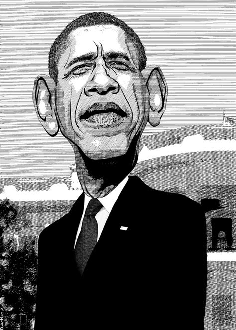 Barack Obama - Caricature Line Drawing | Barack Hussein Obam… | Flickr