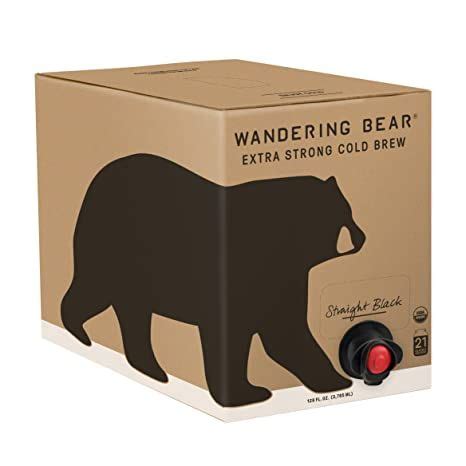 Wandering Bear Extra Strong Organic Cold Brew Coffee On Tap, Straight Black, 128 fl oz (1 gallon ...