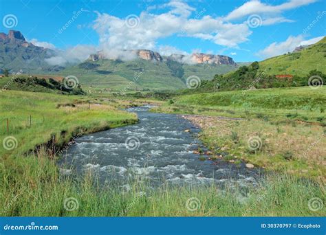 Tugela River and Mountains, South Africa Stock Image - Image of travel ...