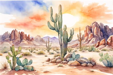 Watercolor Desert Landscape Background Graphic by Forhadx5 · Creative Fabrica