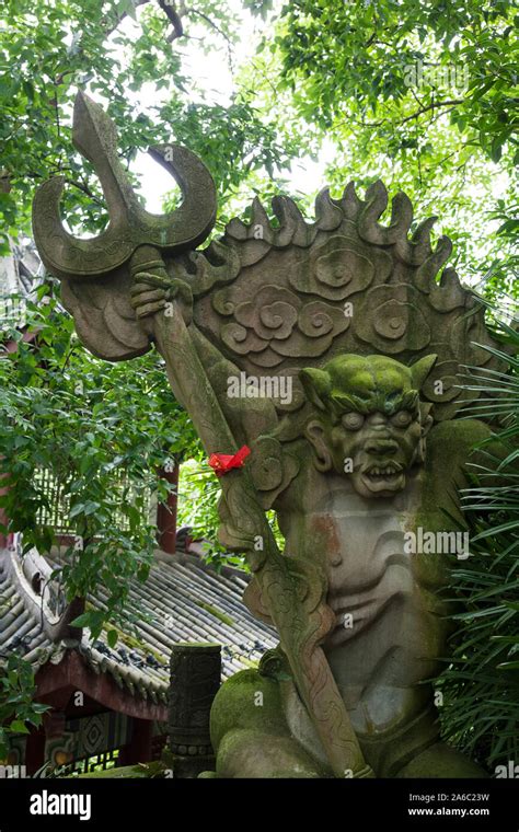 Stone demon statues carvings in Ghost City of Fengdu China Stock Photo ...