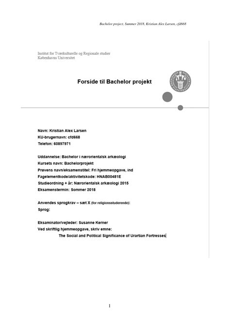 (PDF) The Social and Political Significance of Urartian Fortresses Bachelor project