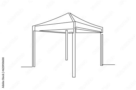 continuous line art drawing of canopy pop up tent Stock Vector | Adobe Stock