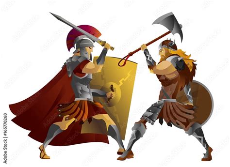 roman legionary soldier fighting german barbarian Stock Vector | Adobe Stock