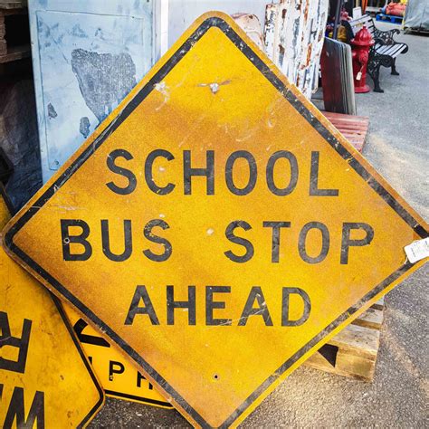 Original American School Bus Stop Road Sign | Tramps Prop Hire