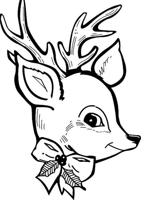 Christmas Reindeer Face Coloring Pages Sketch Coloring Page