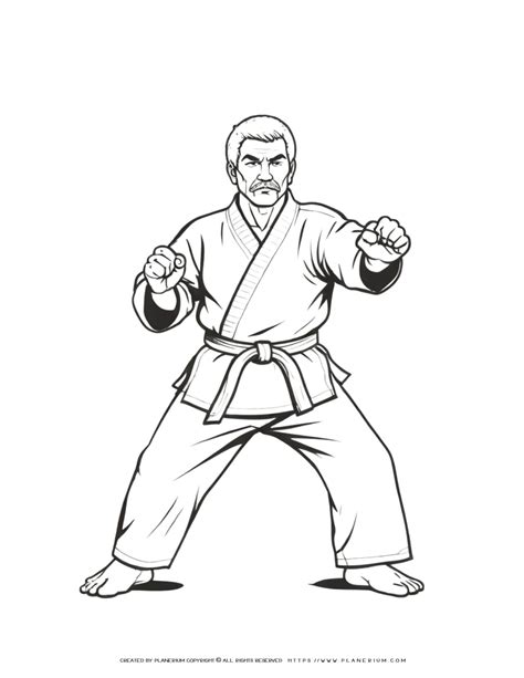 Adult Man in Karate Pose Coloring Page