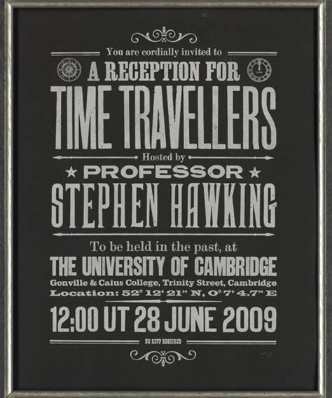 2013 invitation to stephen hawking's time travelers party in 2009