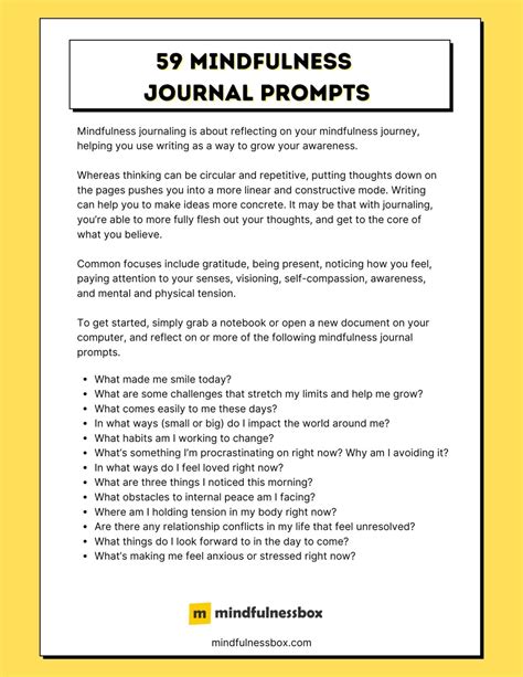 59 Mindfulness Journal Prompts (Printable)