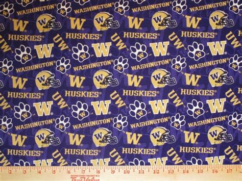 NCAA Washington Huskies Purple & Gold 100% College Logo Cotton - Etsy