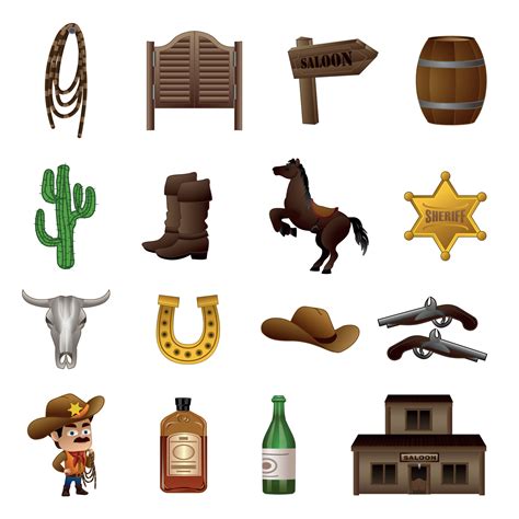 Saloon icons set, cartoon style 8791496 Vector Art at Vecteezy