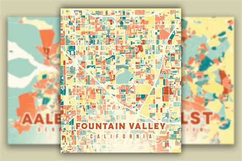 Fountain Valley California Colorful Map Graphic by Poster Boutique · Creative Fabrica