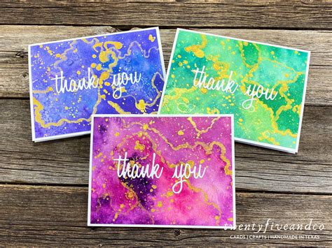 Set of 3 Hand Painted Watercolor Thank You Cards Handmade | Etsy