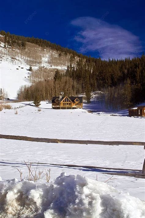 Log Cabin Mansions In Snow In Colorado Winter Investment Wealthy Photo ...