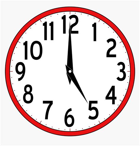 Clip Art Free Clipart Time Clock - 5 O Clock Clipart, HD Png Download ...