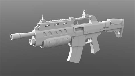 Assault Rifle Sci-Fi 3D Model Game ready .obj - CGTrader.com