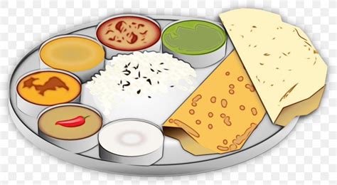 Indian Cuisine Gujarati Cuisine Clip Art Thali Food, PNG, 1280x704px ...