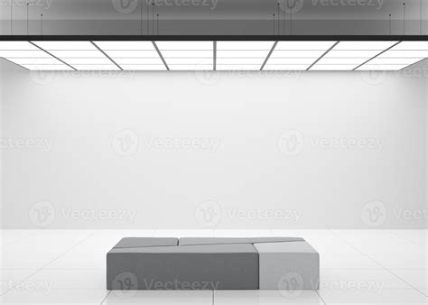 Empty white wall in modern art gallery. Mock up interior in minimalist ...