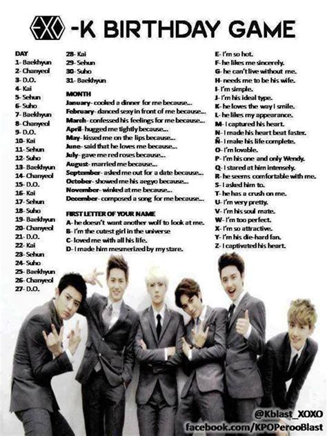 EXO-K Birthday Game by chanyeolcreep on DeviantArt