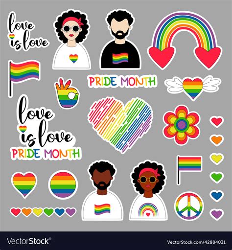 Collection sticker lgbtq community symbols lgbt Vector Image