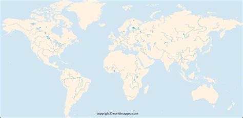 Printable Blank World Map Rivers