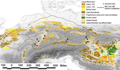 Geographical distribution of loess soils in central and western Europe ...