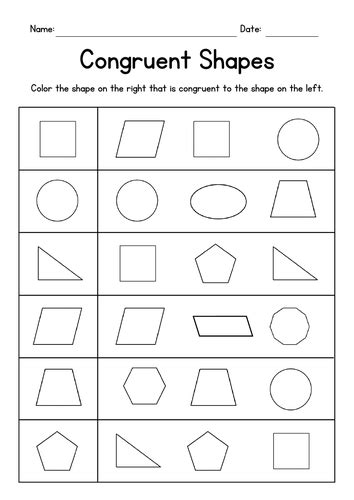 Identifying Congruent Shapes - Geometry Worksheets | Teaching Resources