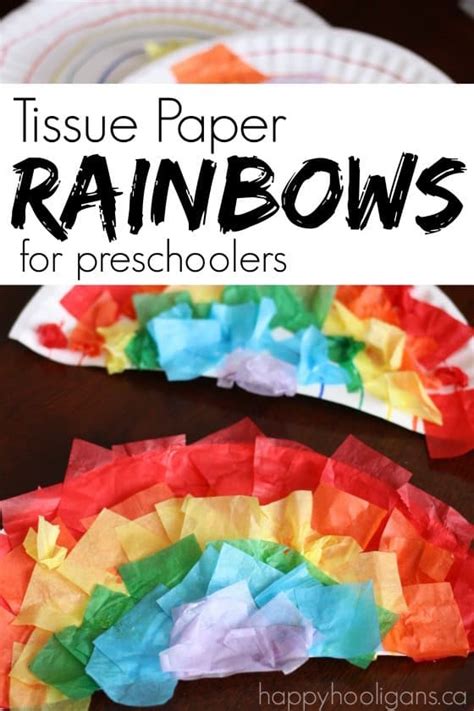 Tissue Paper, Paper Plate Rainbow Craft - Happy Hooligans