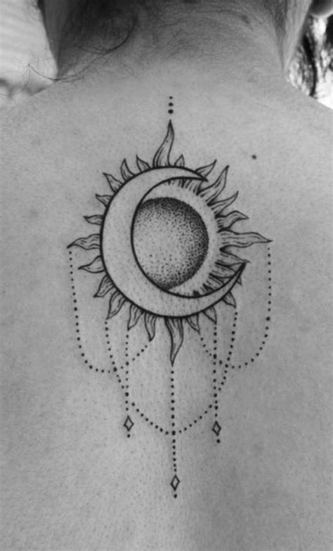 Boho Sun and Moon Tattoo for Women