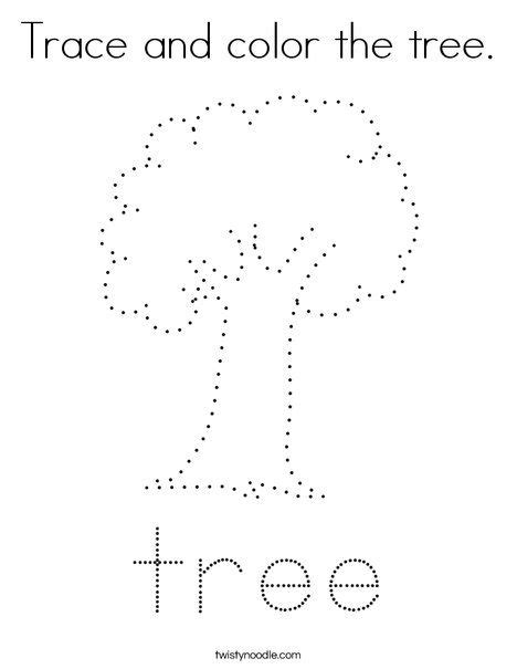 Trace and color the tree Coloring Page - Twisty Noodle Montessori Crafts, Preschool Crafts Fall ...