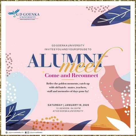 Alumni Meet at GD Goenka University | Poster template, Alumni homecoming, Alumni