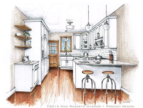 Interior Design Kitchen Drawing: Small Kitchen Rendering