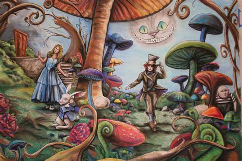 Alice in Wonderland mural that I helped draw. Finished product. | Painting, Alice in wonderland ...