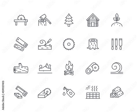 Logging icons outline set Stock Vector | Adobe Stock