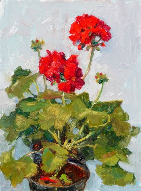 Art Every Day : March Geraniums,still life,oil on board,12x9,price$450