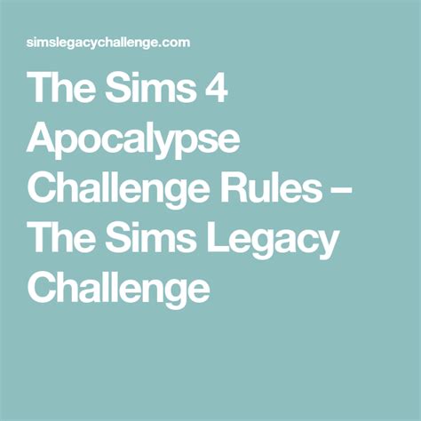 The Sims 4 Apocalypse Challenge Rules – The Sims Legacy Challenge Sims Legacy Challenge, Sims ...